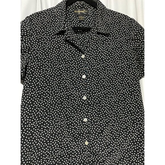Requirements Women's Button Up Blouse Polka Dot Black White Size Medium - Picture 2 of 4